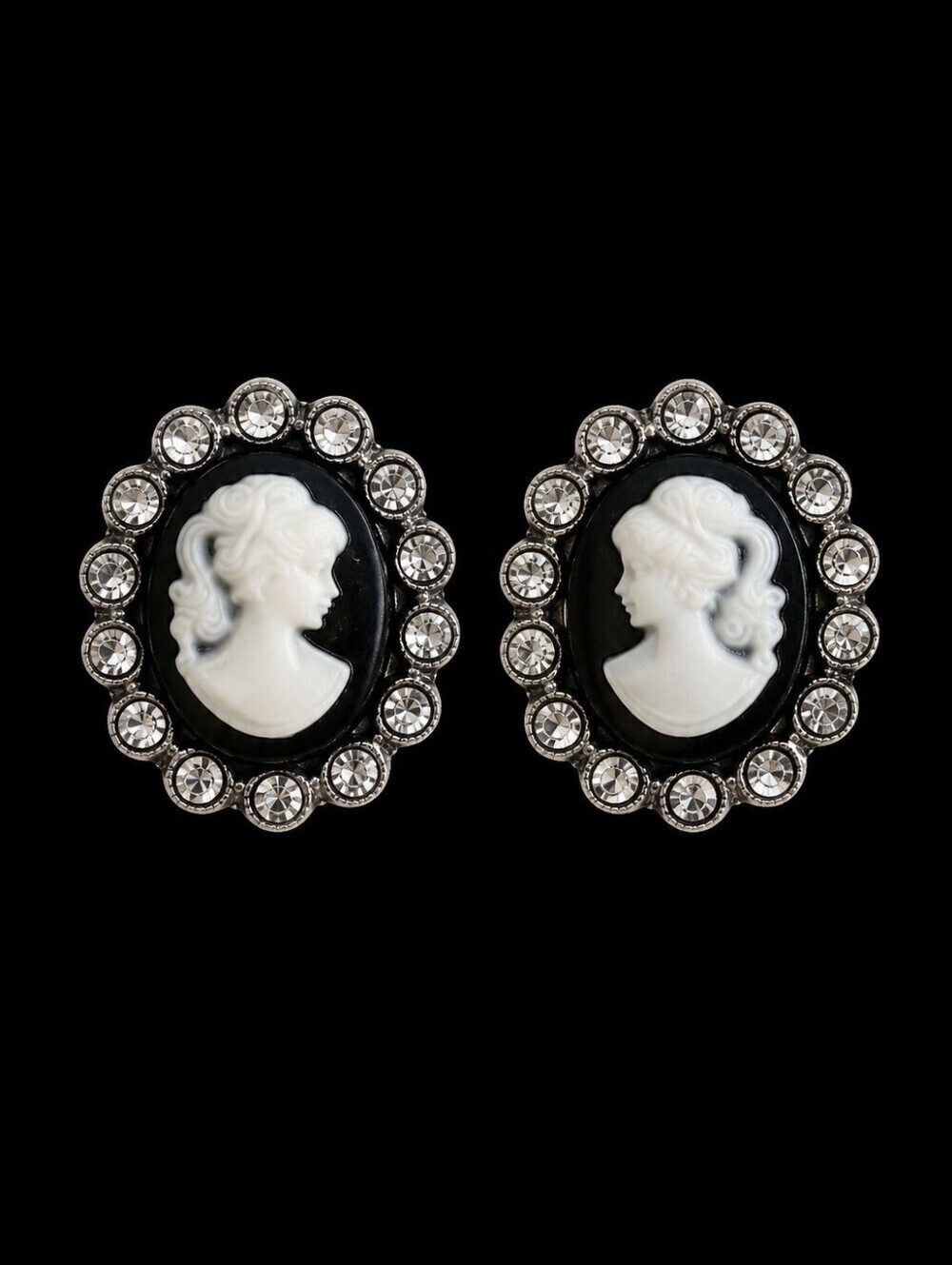 Victorian Goth Cameo Castlecore Post Earrings